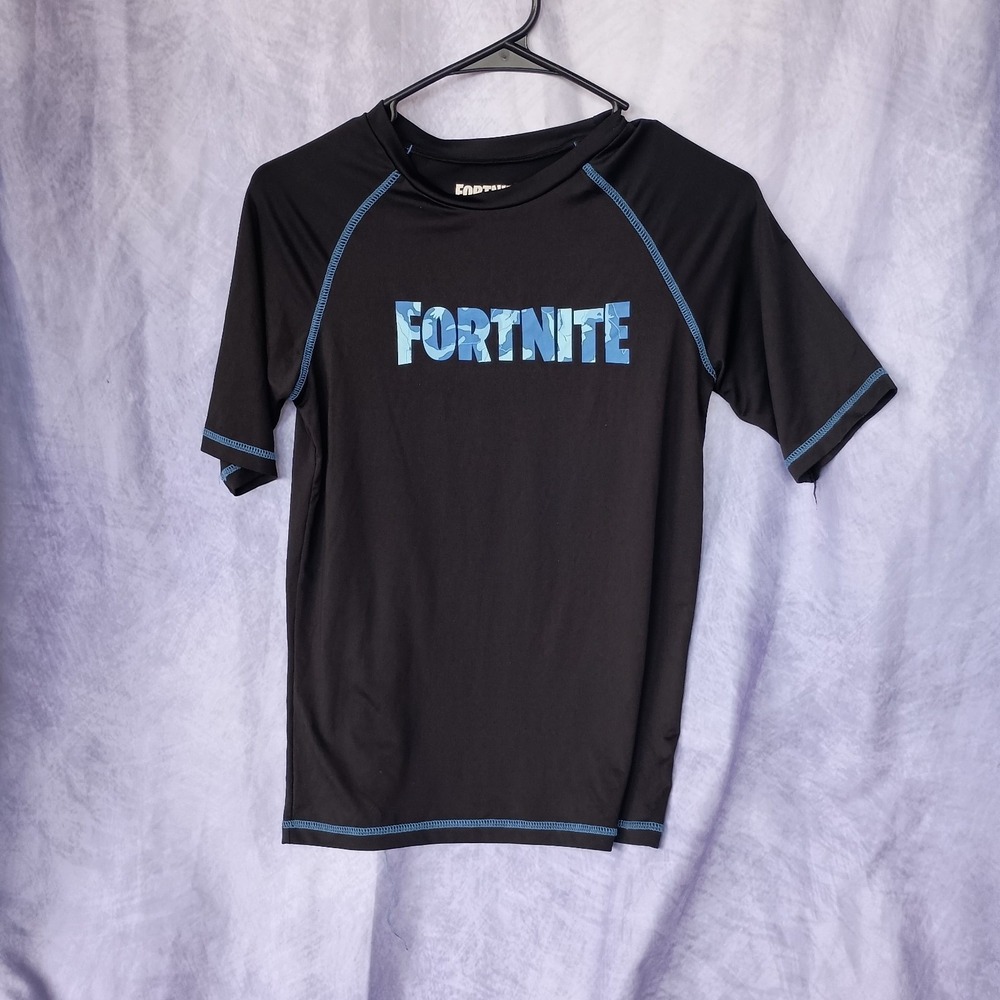 Fortnite Camo Logo Short Sleeve Rash Guard Swim Shirt